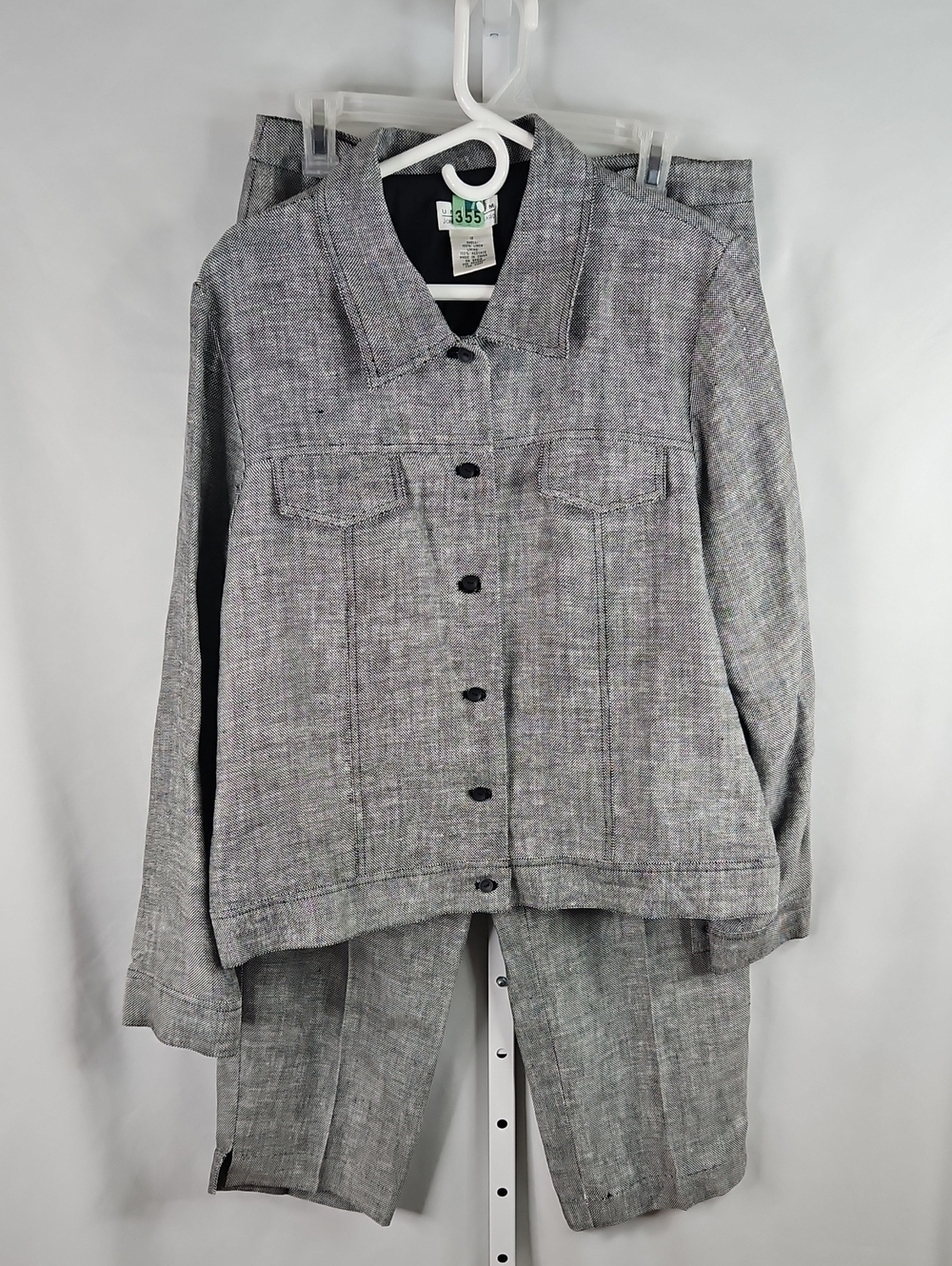 John Paul Richard Linen 2-Piece Suit Black White Size 12